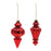 Melrose International Red Ribbed Glass Finial Ornament, Set of 6