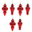 Melrose International Red Ribbed Glass Finial Ornament, Set of 6