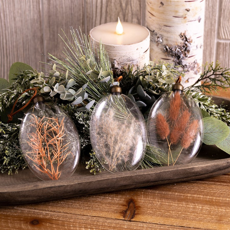 Melrose Burgandy Dried Floral Ornament, Set of 12, Brown/Red/Pink