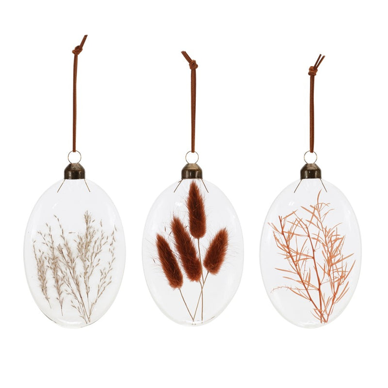 Melrose Burgandy Dried Floral Ornament, Set of 12, Brown/Red/Pink
