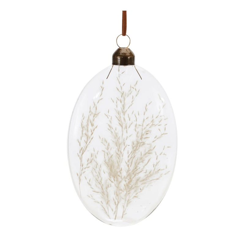 Melrose Natural Dried Floral Glass Ornament, Set of 12, White/Beige