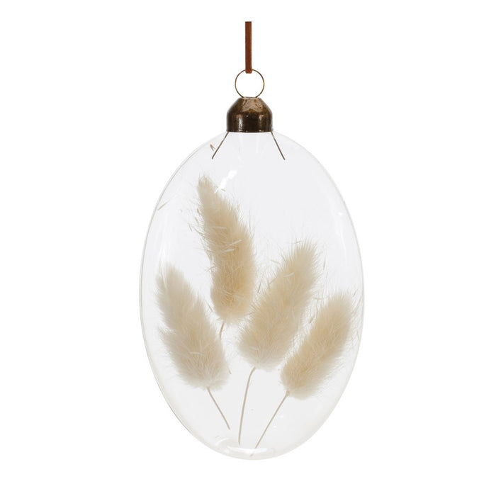 Melrose Natural Dried Floral Glass Ornament, Set of 12, White/Beige