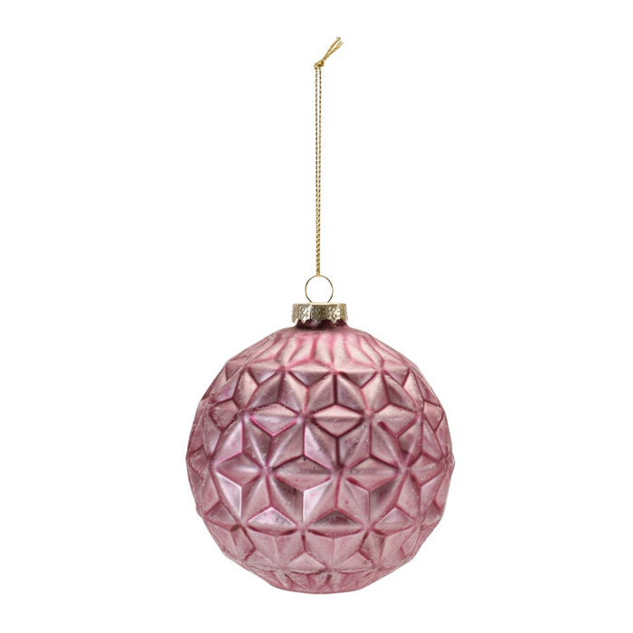 Melrose International Pink Geometric Frost Glass Ornament, Set of 6