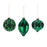 Melrose International Green Textured Harlequ, Glass Ornament, Set of 6