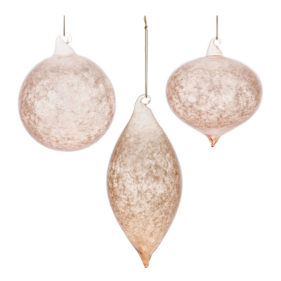 Melrose International Crackled Swirl Glass Ornament, Set of 6, Gold - 90556DS