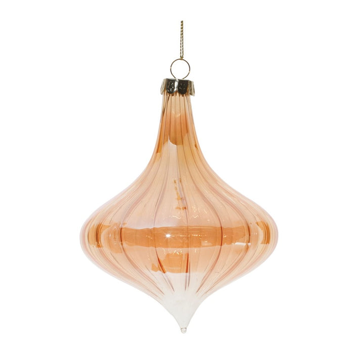 Melrose International Amber Glass Onion Ornament, Set of 6, Orange