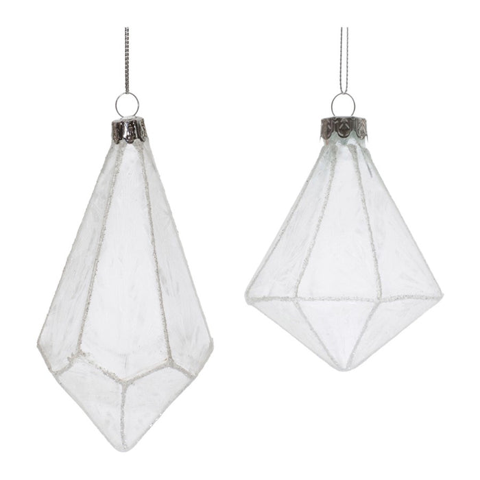 Melrose International Frosted Glass Drop Ornament, Set of 6, White - 90563DS