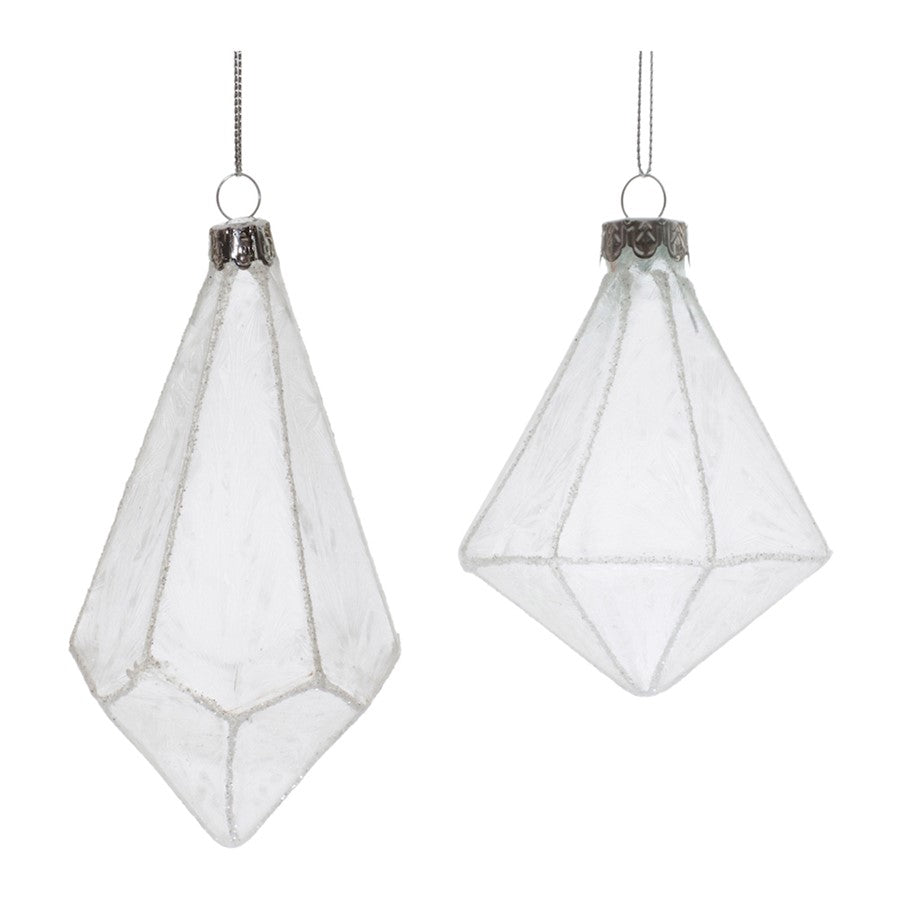 Melrose International Frosted Glass Drop Ornament, Set of 6, White - 90563DS