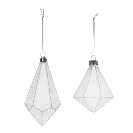 Melrose International Frosted Glass Drop Ornament, Set of 6, White