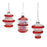 Melrose Finial Glass Ornament/Tinsel Filling, Set of 12, Red - 90569DS