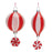 Melrose Glass Peppermint Drop Ornament, Set of 12, Red/White - 90572DS