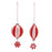 Melrose Glass Peppermint Drop Ornament, Set of 12, Red/White