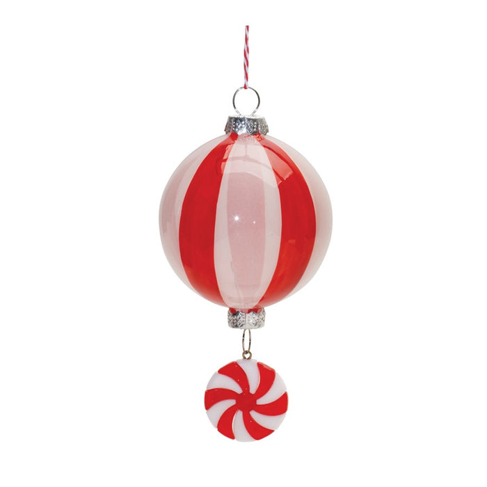 Melrose Glass Peppermint Drop Ornament, Set of 12, Red/White