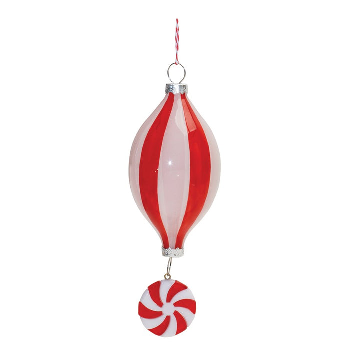 Melrose Glass Peppermint Drop Ornament, Set of 12, Red/White