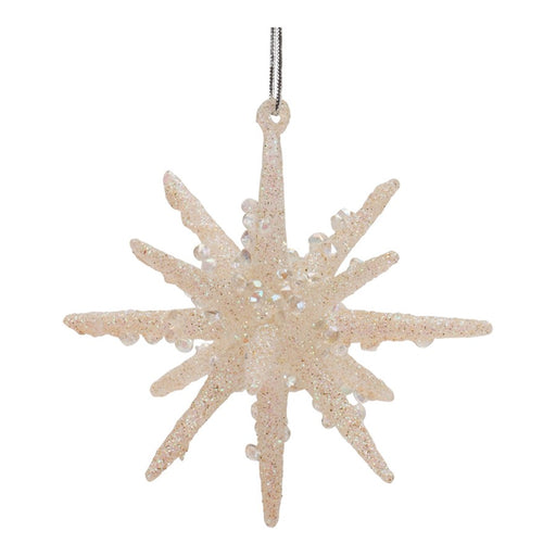 Melrose International Frosted Glass Star Ornament, Set of 6, Gold - 90575DS