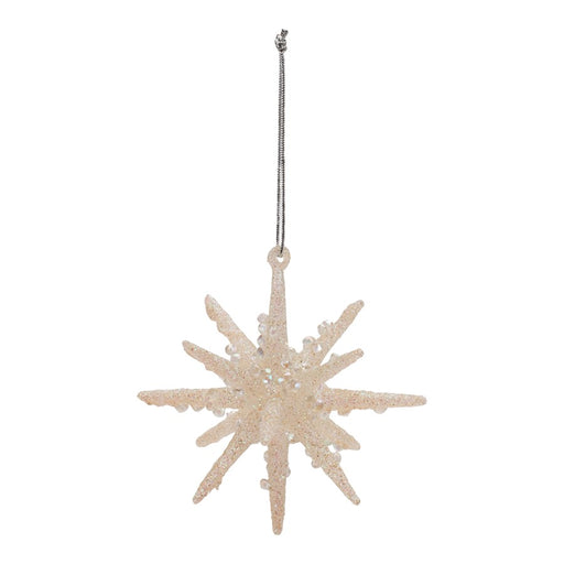 Melrose International Frosted Glass Star Ornament, Set of 6, Gold