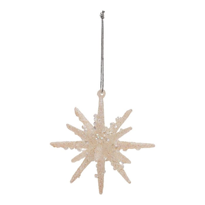 Melrose International Frosted Glass Star Ornament, Set of 6, Gold