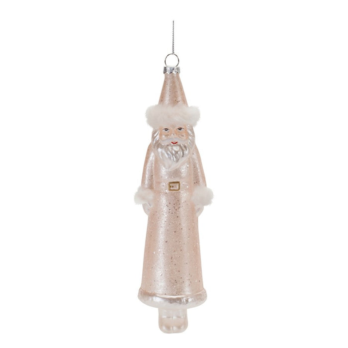 Melrose International Blush Pink Glass Santa Ornament, Set of 12 - 90577DS