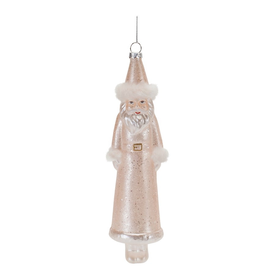 Melrose International Blush Pink Glass Santa Ornament, Set of 12 - 90577DS