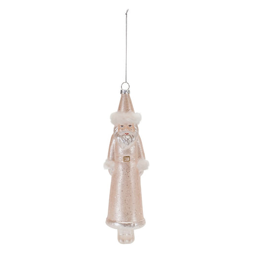 Melrose International Blush Pink Glass Santa Ornament, Set of 12
