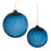 Melrose International Blue Ribbed Swirl Glass Ornament, Set of 6 - 90580DS