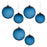 Melrose International Blue Ribbed Swirl Glass Ornament, Set of 6