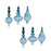 Melrose International Blue Ribbed Glass Finial Ornament, Set of 6