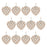 Melrose Jeweled Glass Heart Ornament, Set of 12, White/Gold