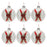 Melrose Frosted Glass Ski Ball Ornament, Set of 6, Red/White