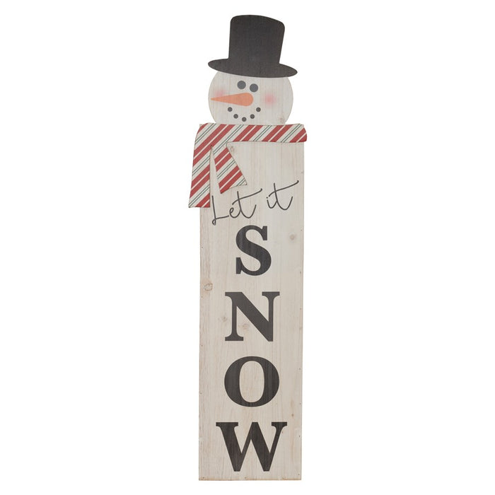 Melrose International Let it Snow Snowman Porch Sign 41"H, White/Black - 90612DS