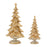 Melrose International Glittered Pine Tree on Pedestal, Set of 2, Gold - 90618DS
