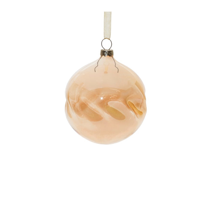 Melrose Amber Ombre Wavy Glass Ornament, Set of 12, Orange