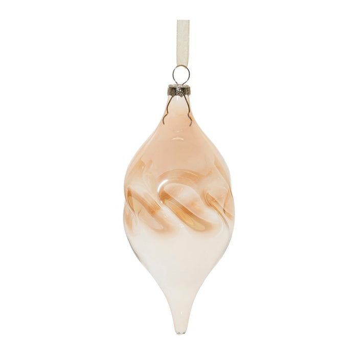 Melrose Amber Ombre Wavy Glass Ornament, Set of 12, Orange