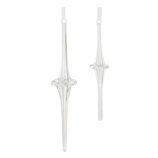 Melrose International Clear Glass Drop Ornament, Set of 12 - 90671DS