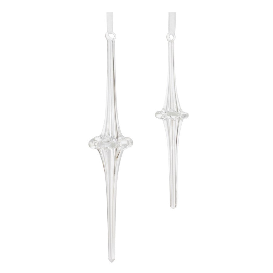 Melrose International Clear Glass Drop Ornament, Set of 12 - 90671DS