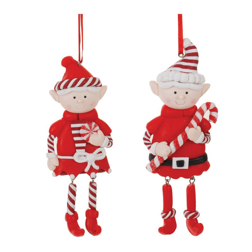 Melrose International Clay Dough Elf Ornament, Set of 12, Red - 90678DS