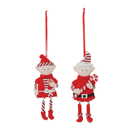 Melrose International Clay Dough Elf Ornament, Set of 12, Red