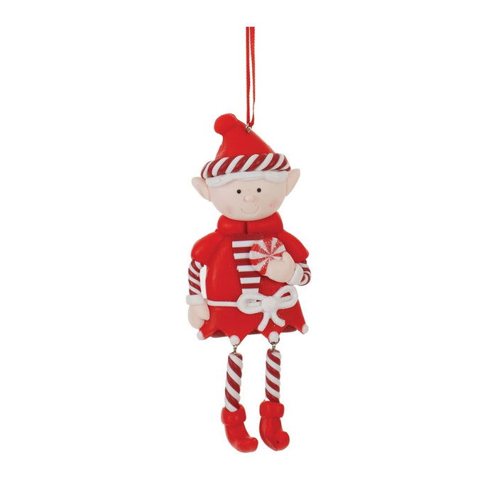 Melrose International Clay Dough Elf Ornament, Set of 12, Red