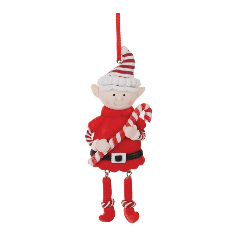Melrose International Clay Dough Elf Ornament, Set of 12, Red