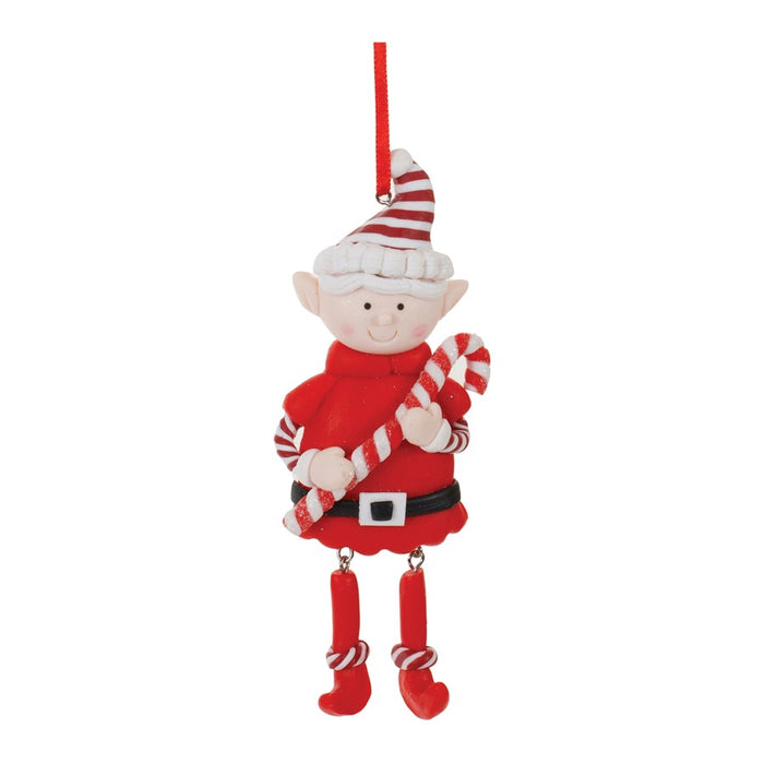 Melrose International Clay Dough Elf Ornament, Set of 12, Red