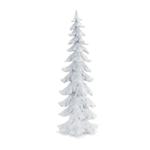 Melrose Flocked Pine Tree/Carved Design 26"H, White/Silver - 90692DS