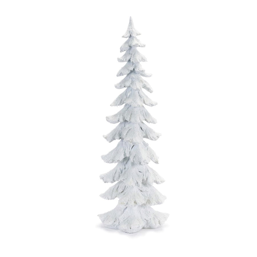Melrose Flocked Pine Tree/Carved Design 26"H, White/Silver - 90692DS