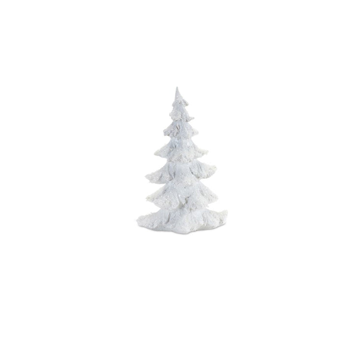 Melrose Flocked White Pine Tree/Carved Design, Set of 4, White