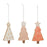 Melrose International Ceramic Pine Tree Ornament, Set of 6, Beige/Pink