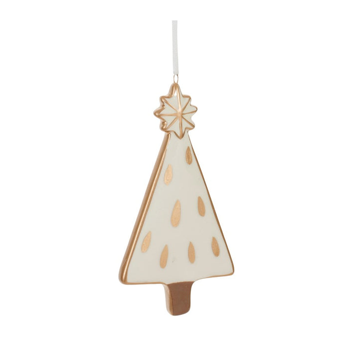 Melrose International Ceramic Pine Tree Ornament, Set of 6, Beige/Pink