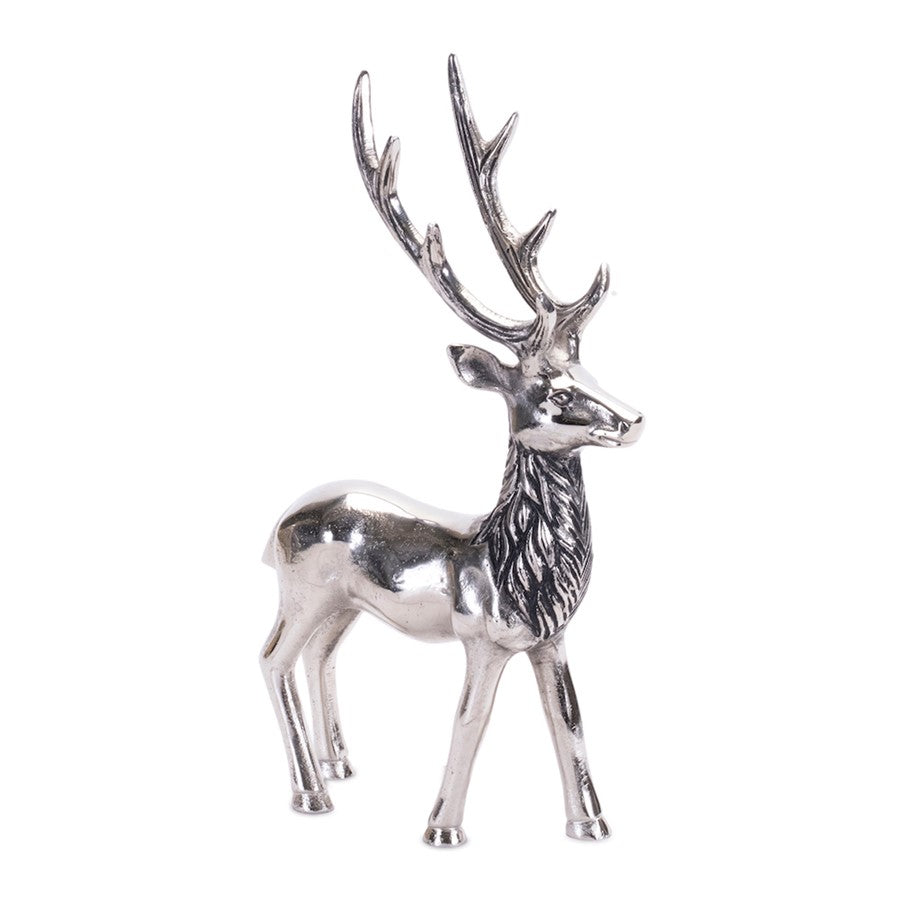 Melrose International Etched Aluminum Deer Statue 14"H, Grey - 90696DS