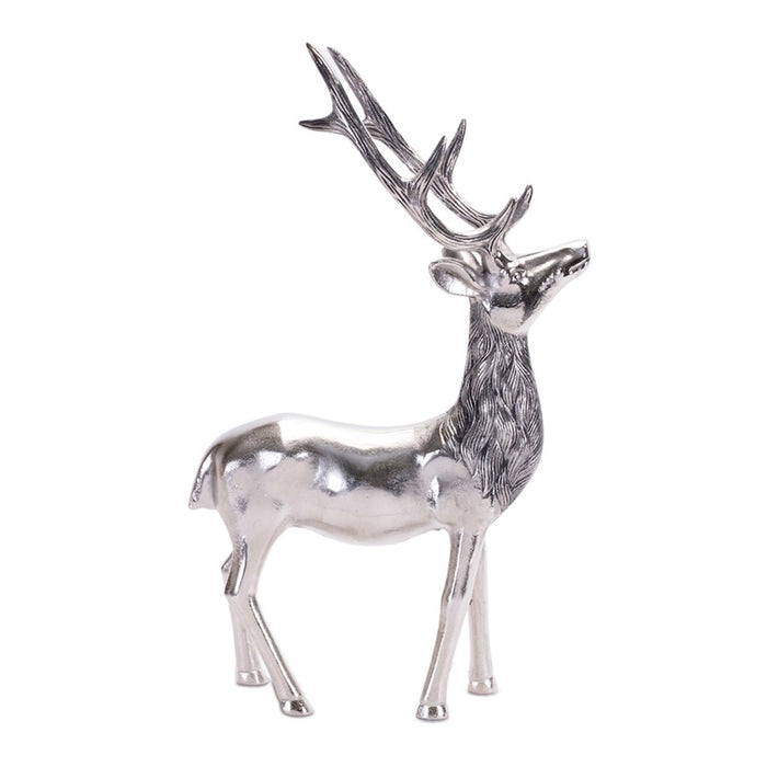 Melrose International Etched Aluminum Deer Statue 17.5"H, Grey - 90697DS