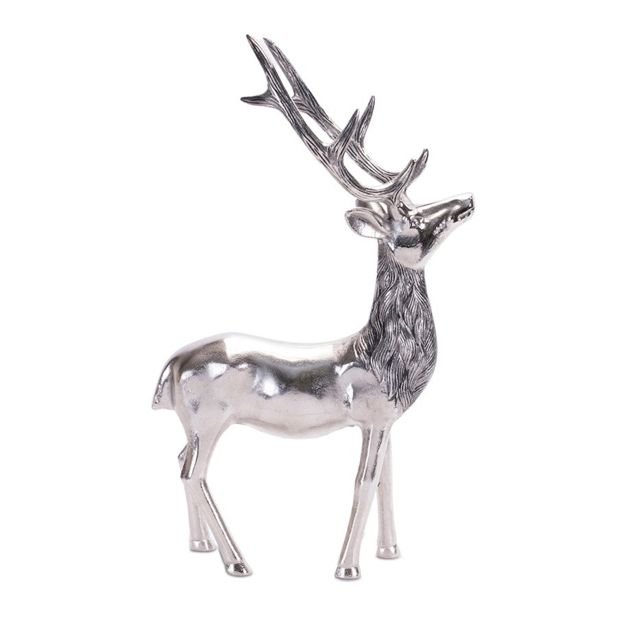 Melrose International Etched Aluminum Deer Statue 17.5"H, Grey - 90697DS