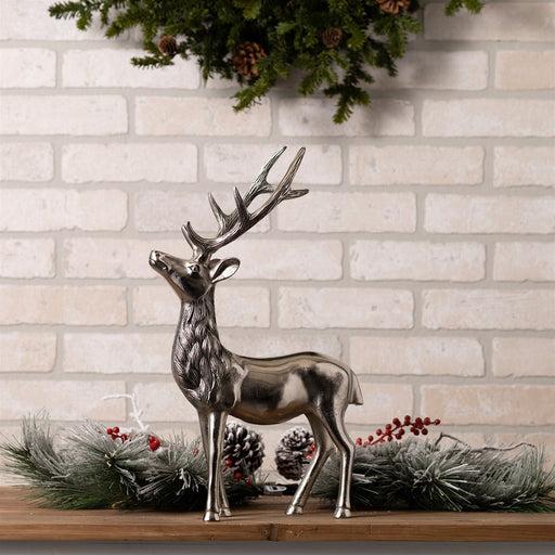 Melrose International Etched Aluminum Deer Statue 17.5"H, Grey
