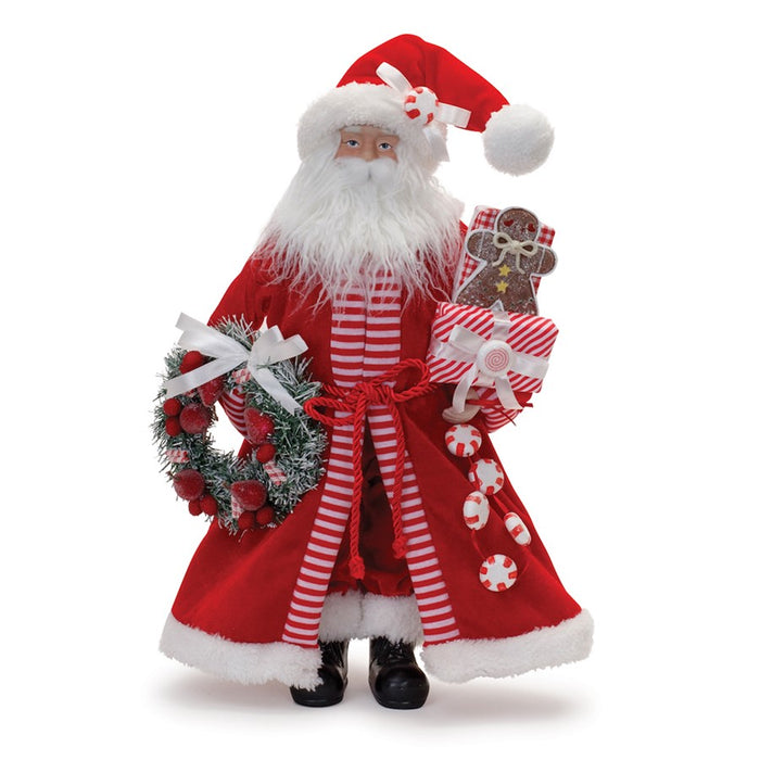 Melrose Int. Peppermint Santa Character/Wreath 20"H, Red/White - 90713DS